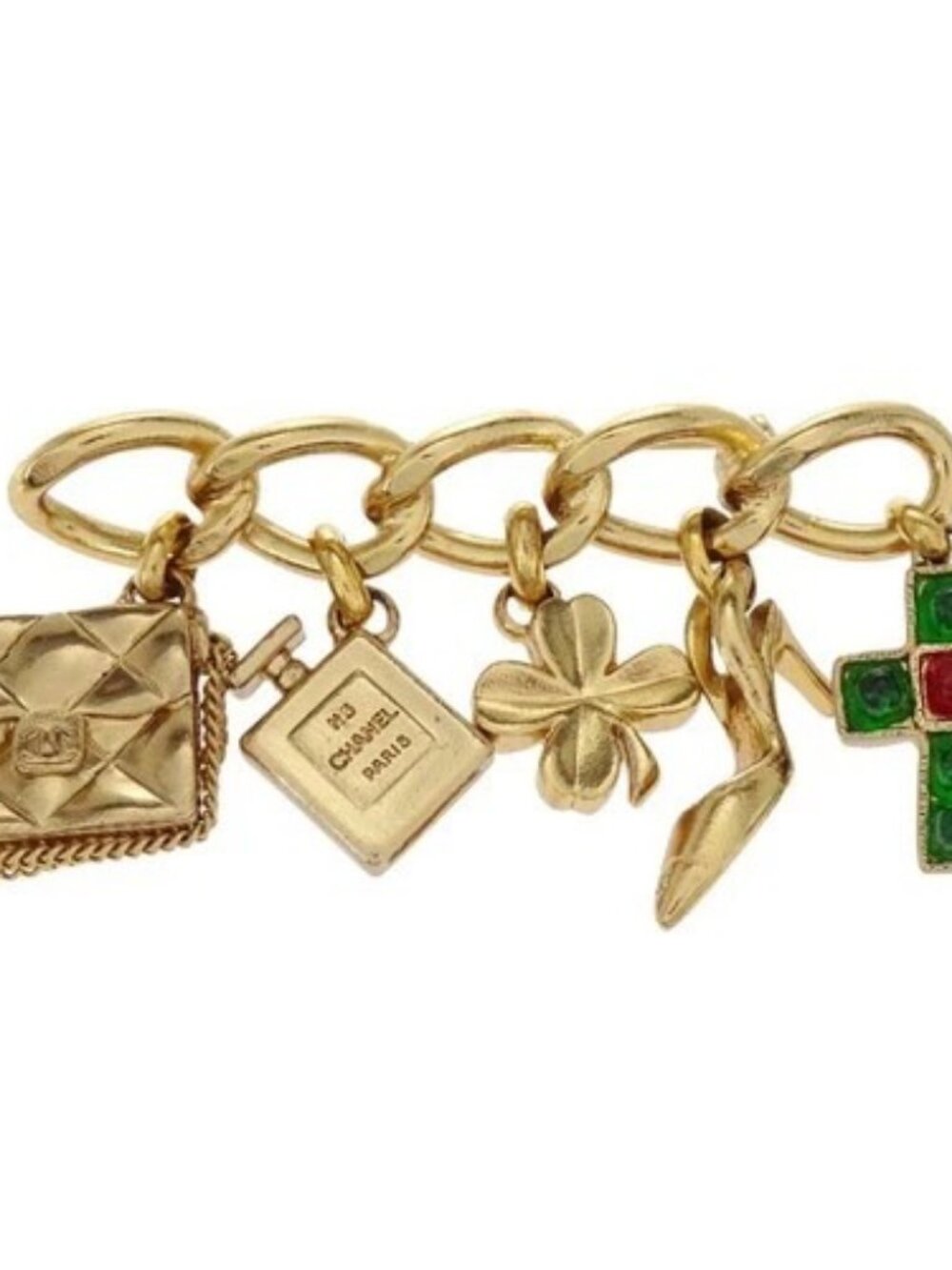 Chanel Icon Brooch Pin Bag Perfume Bottle Clover Pumps Gripoix Cross 02P 188396